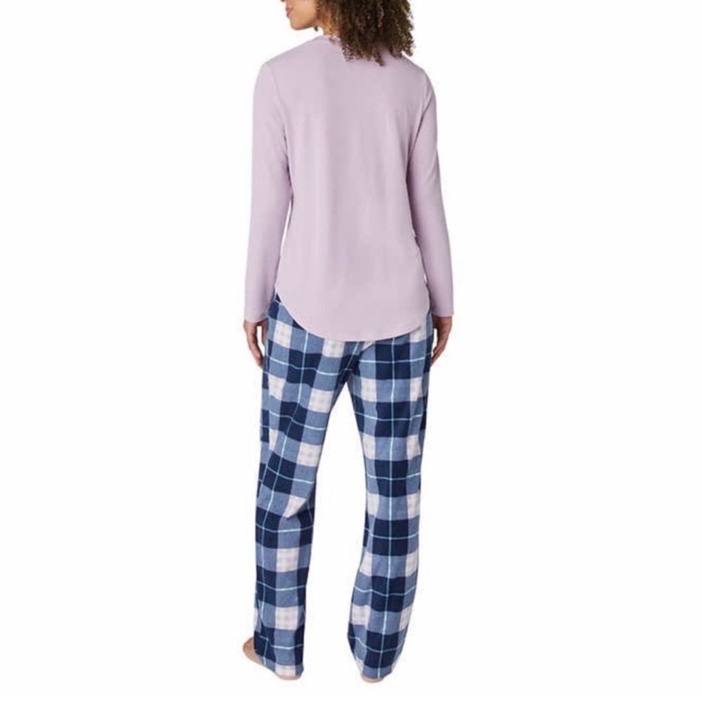 Eddie Bauer Women's 3-Piece Waffle Knit Pajama Set (Purple Plaid)